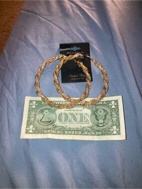 Gold and Silver Twisted Hoop Earrings - Unbranded